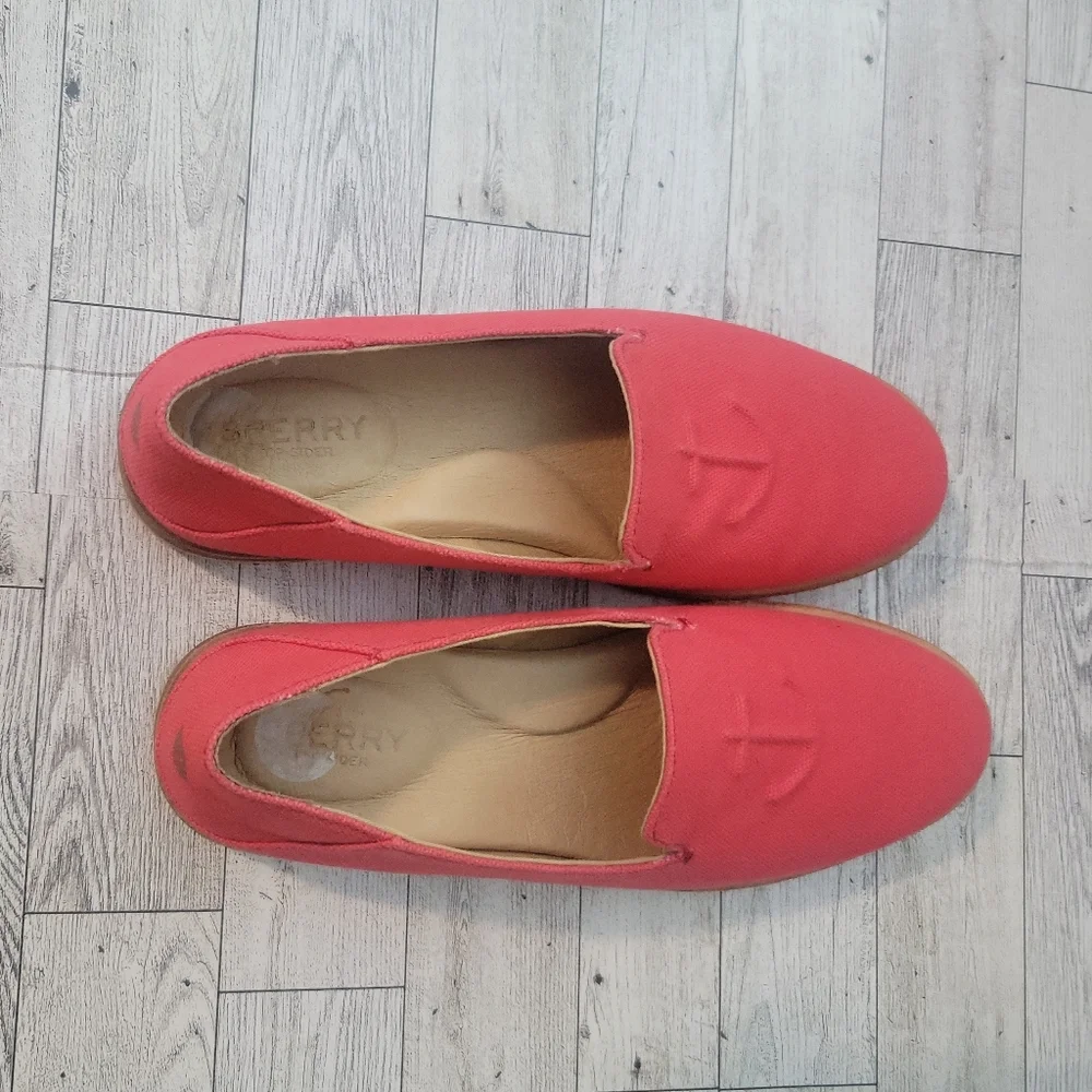 Sperry Top-Sider Womens Size 7‎ Sea Port Levy Canvas Loafers Red